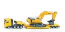 Ciezarowka MAN z koparka LIEBHERR na lawecie