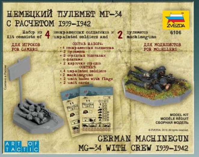Scale Models Zvezda 6106 German machinegun MG-34 with crew 1939-42