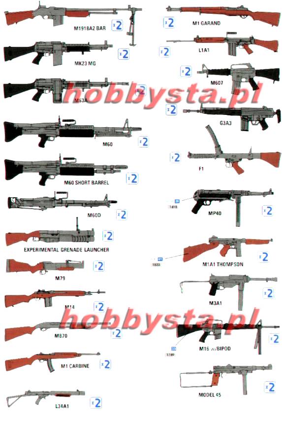 Vietnam War Infantry Weapons 44 piecesi broni recznej