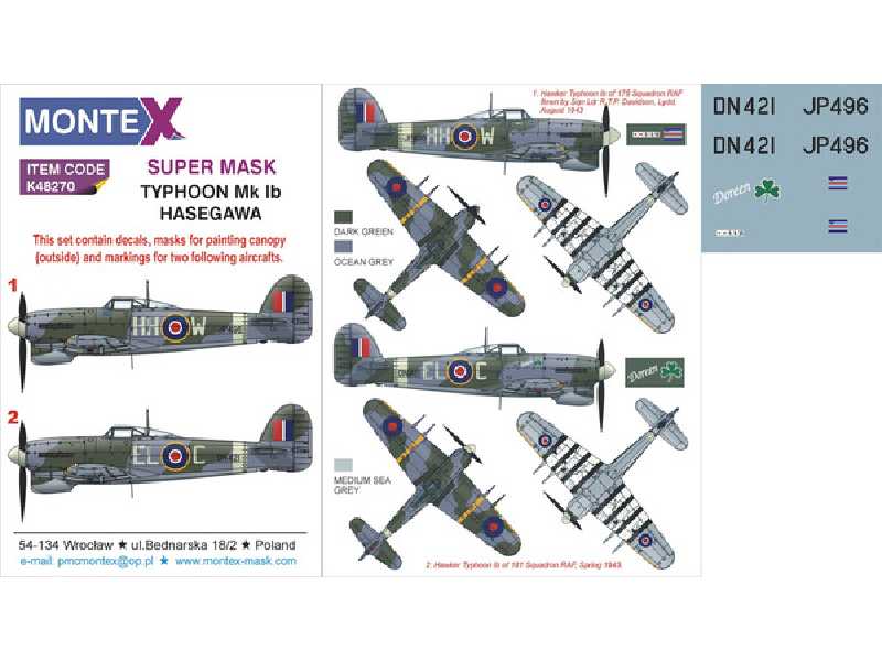 Typhoon Mk.Ib car door HASEGAWA - zdjęcie 1