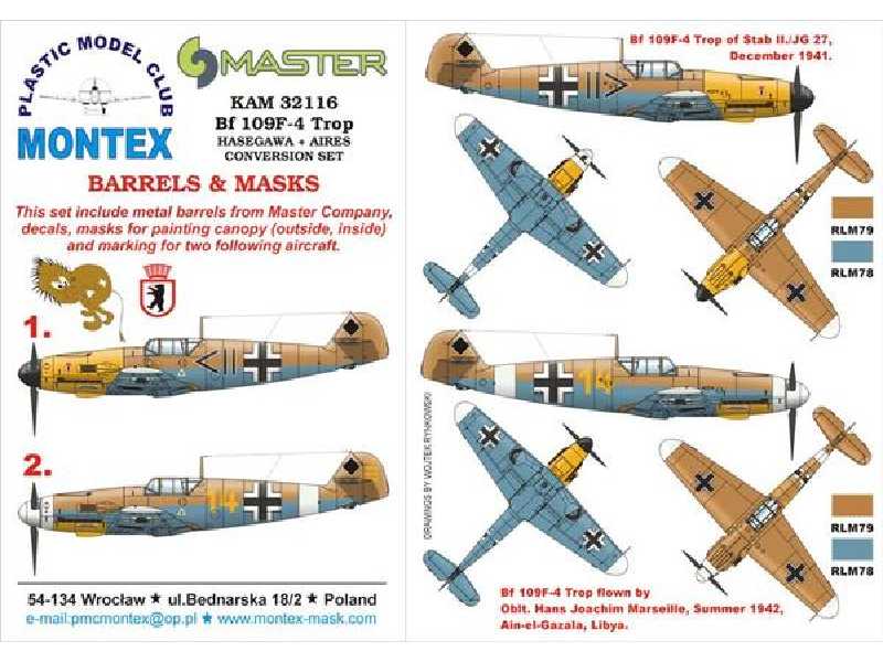 Bf 109F4 Trop HASEGAWA+AIRES - zdjęcie 1