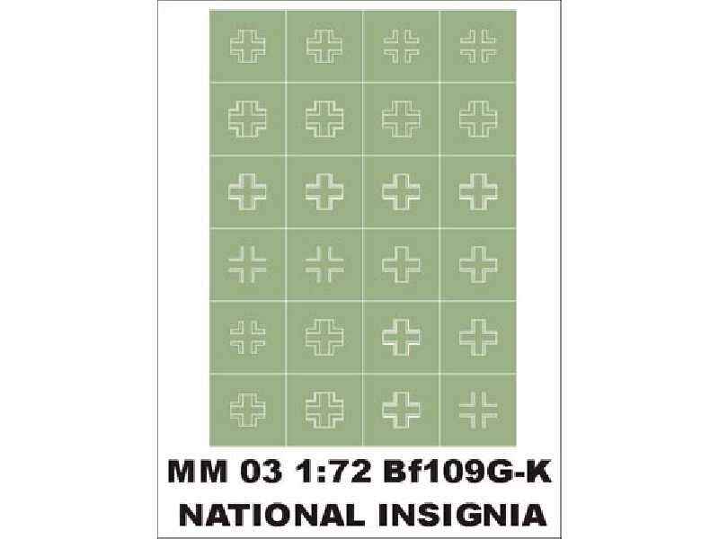 National insygnia 1/72 Bf-109G/K 1 sheet - zdjęcie 1 National insygnia 1/72 Bf-109G/K 1 sheet - zdjęcie 1