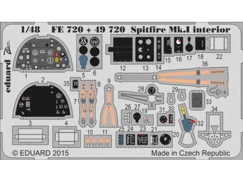 Spitfire Mk. I interior S. A. 1/48 - Airfix - zdjęcie 1 Spitfire Mk. I interior S. A. 1/48 - Airfix - zdjęcie 1