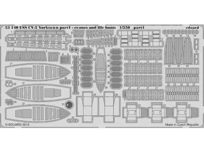 USS CV-5 Yorktown part 1 cranes & life boats 1/350 - Merit - zdjęcie 1