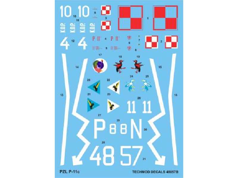 Kalkomania - PZL P.11c - zdjęcie 1 Kalkomania - PZL P.11c - zdjęcie 1