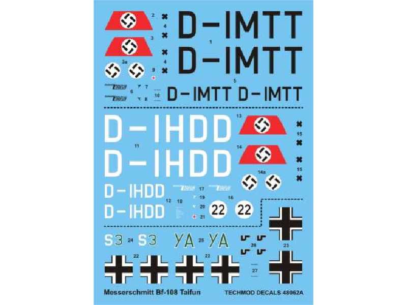 Kalkomania - Messerschmitt Bf 108 Taifun - zdjęcie 1 Kalkomania - Messerschmitt Bf 108 Taifun - zdjęcie 1