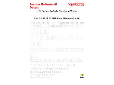 Kalkomania - Amerykańskie numery i oznaczenia kodowe (białe) - zdjęcie 2