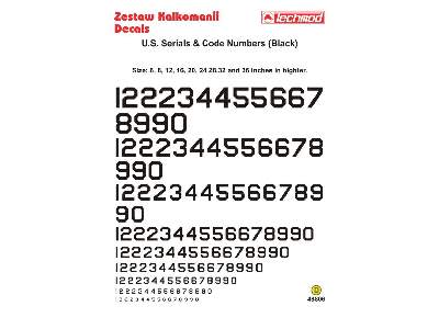 Kalkomania - Amerykańskie numery i oznaczenia kodowe (czarne) - zdjęcie 2