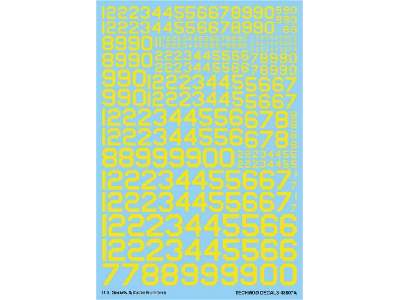 Kalkomania - Amerykańskie numery i oznaczenia kodowe (żółte) - zdjęcie 1