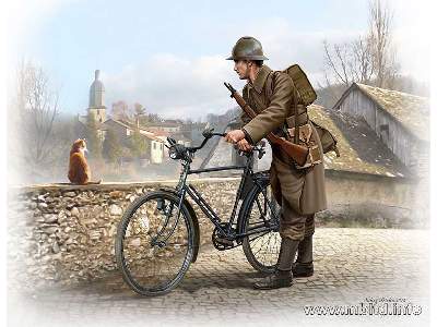 Zołnierz francuski z rowerem - II W.Ś. - zdjęcie 1
