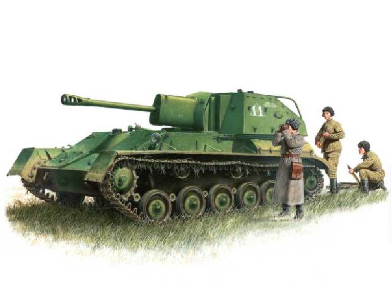 Sowieckie działo samobieżne SU-76M z załogą - zdjęcie 1 Sowieckie działo samobieżne SU-76M z załogą - zdjęcie 1
