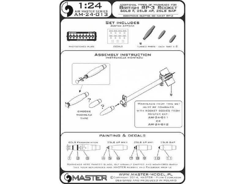 Dodatkowe typy głowic dla brytyjskich rakiet RP-3 (60LB F, 25LB  - zdjęcie 1