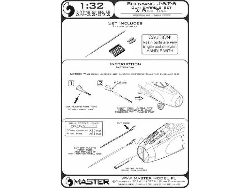 Shenyang J-6/F-6 - końcówki działek 30mm i rurka Pitota - zdjęcie 1