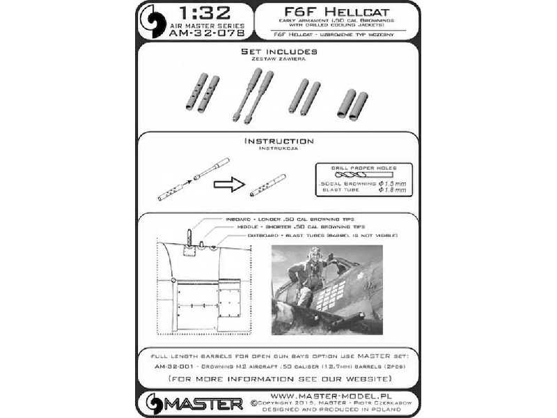 F6F Hellcat - uzbrojenie typ wczesny (km-y Browning .50 cal z pe - zdjęcie 1