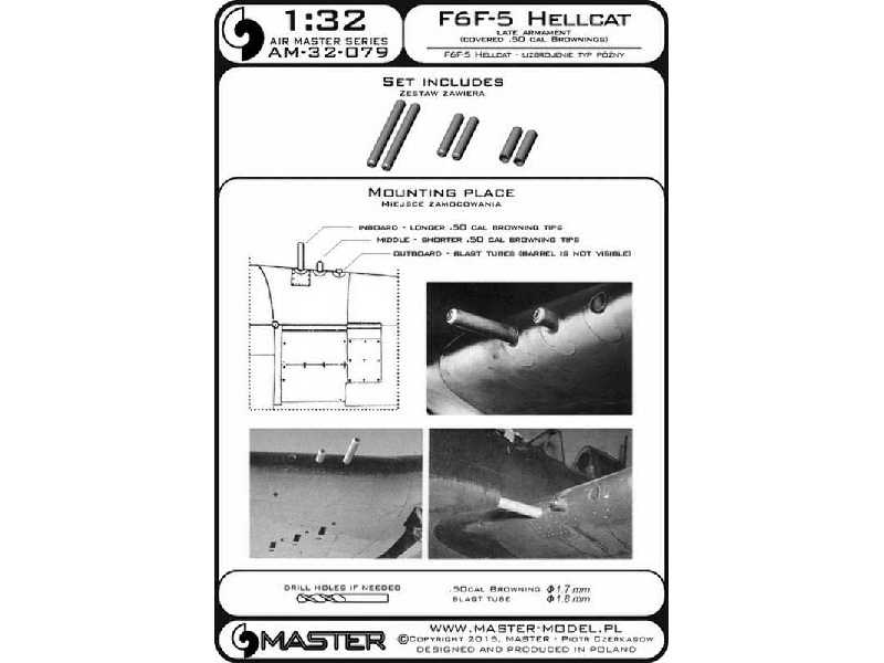 F6F-5 Hellcat - uzbrojenie typ późny  (km-y Browning .50 cal z o - zdjęcie 1