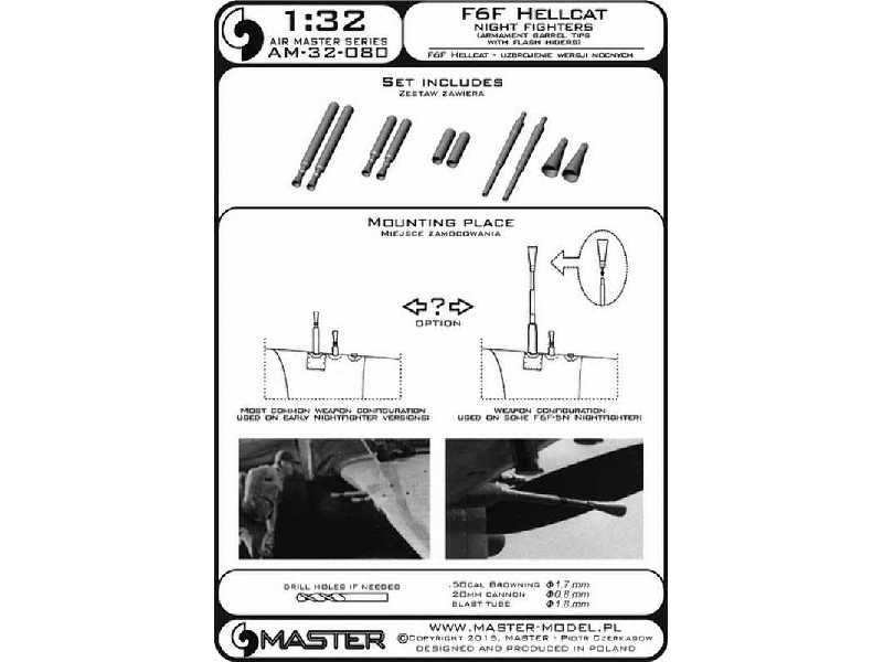 F6F Hellcat - uzbrojenie wersji nocnych (km-y Browning .50 cal i - zdjęcie 1