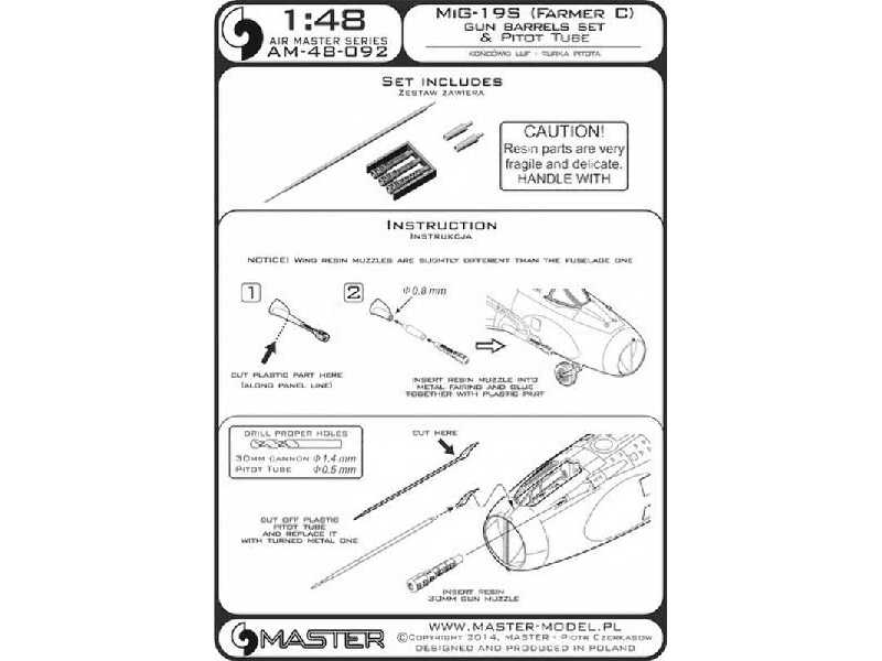 MiG-19S (Farmer C) - końcówki działek 30mm i rurka Pitota - zdjęcie 1