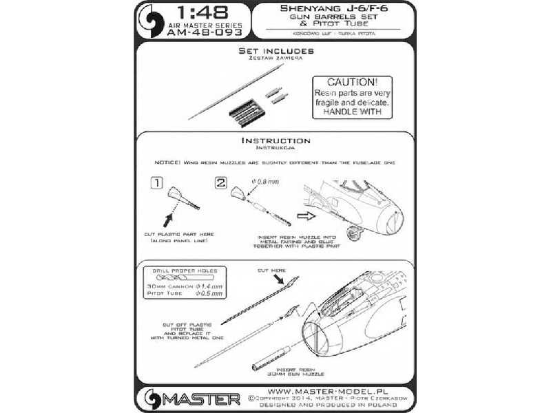 Shenyang J-6/F-6 - końcówki działek 30mm i rurka Pitota - zdjęcie 1