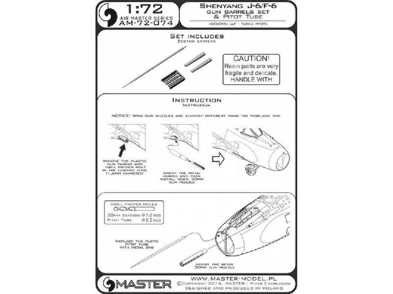 Shenyang J-6/F-6 - końcówki działek 30mm i rurka Pitota - zdjęcie 1 Shenyang J-6/F-6 - końcówki działek 30mm i rurka Pitota - zdjęcie 1
