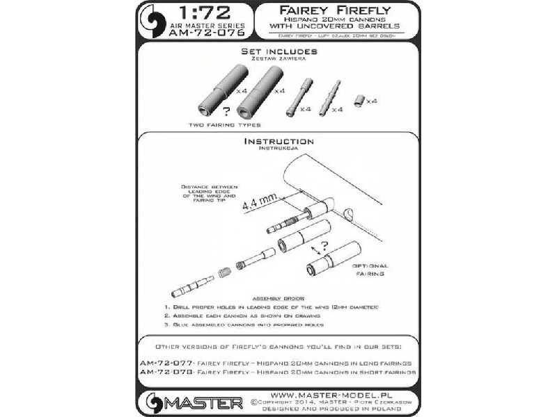 Fairey Firefly - działka Hispano 20mm bez osłon (4 szt.) - zdjęcie 1 Fairey Firefly - działka Hispano 20mm bez osłon (4 szt.) - zdjęcie 1