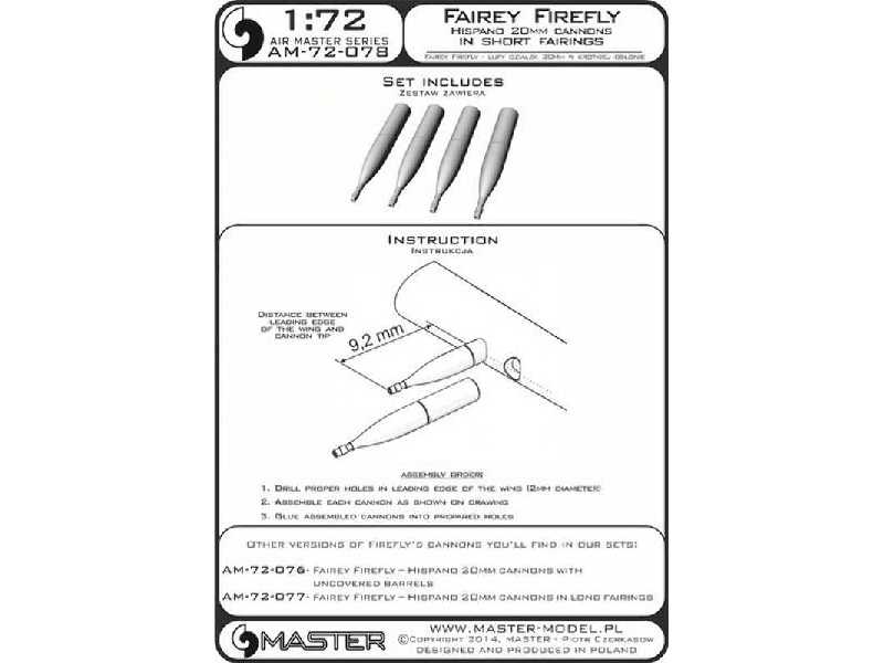 Fairey Firefly - działka Hispano 20mm w krótkiej osłonie (4 szt. - zdjęcie 1