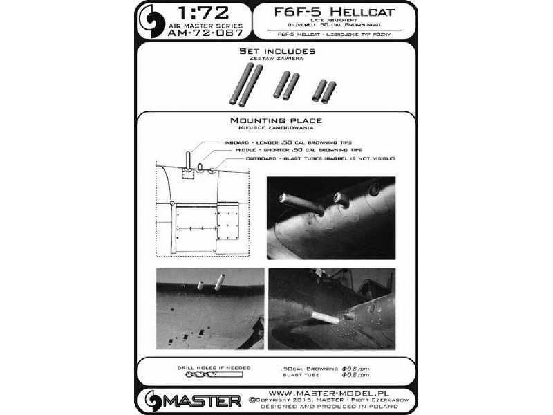 F6F-5 Hellcat - uzbrojenie typ późny  (km-y Browning .50 cal z o - zdjęcie 1