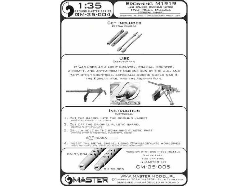 Lufy km-ów Browning M1919 .30 cal - z dwuczęściowym (stożkowym)  - zdjęcie 1