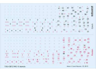 MiG-15 / MiG-15bis stencils 1/72 - Eduard - zdjęcie 1