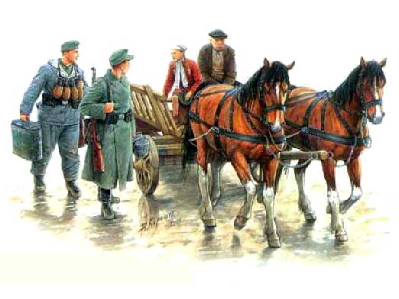 Zestaw figurek z wozem - Gdzieś w Europie... 1944 - zdjęcie 1 Zestaw figurek z wozem - Gdzieś w Europie... 1944 - zdjęcie 1