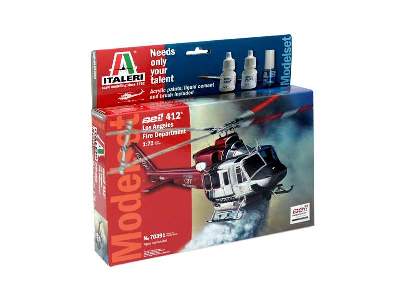 Bell 412 Los Angeles City Fire Dep. z farbami i klejem - zdjęcie 1