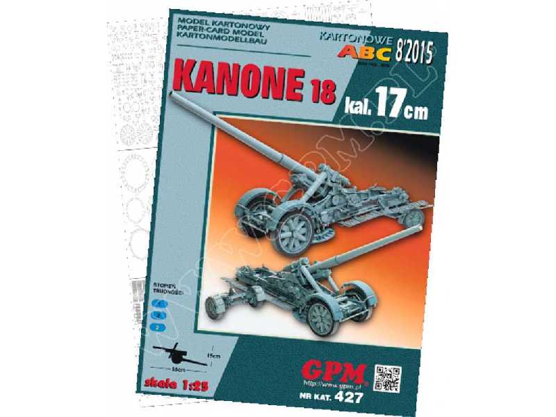 KANONE 18 kal.17cm -zestaw model i lasery - zdjęcie 1 KANONE 18 kal.17cm -zestaw model i lasery - zdjęcie 1
