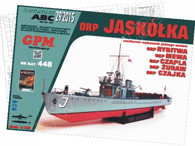 ORP JASKÓŁKA  (1935r)  KOMPLET MODEL I LASERY - zdjęcie 1