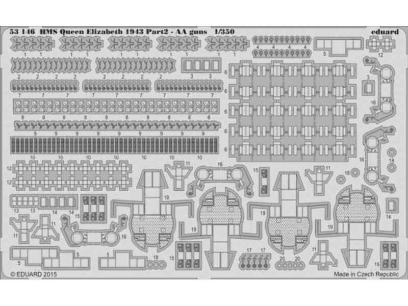 HMS Queen Elizabeth 1943 pt 2 - AA guns 1/350 - Trumpeter - zdjęcie 1 HMS Queen Elizabeth 1943 pt 2 - AA guns 1/350 - Trumpeter - zdjęcie 1