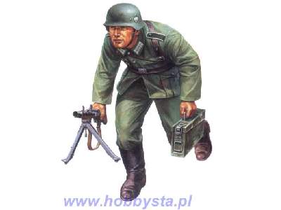 Niemiecki żołnierz z karabinem maszynowym MG34  - zdjęcie 1