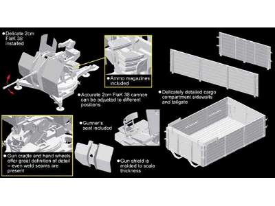 Niemiecka ciężarówka 3t 4x2 z działkiem 2cm FlaK 38  - zdjęcie 8