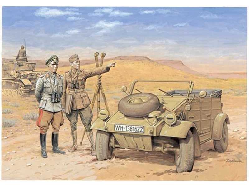 Kubelwagen Afrika Korps + figurki oficerów - zdjęcie 1 Kubelwagen Afrika Korps + figurki oficerów - zdjęcie 1