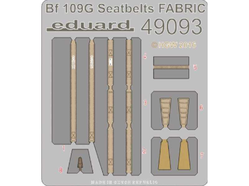 Bf 109G seatbelts FABRIC 1/48 - Eduard - zdjęcie 1 Bf 109G seatbelts FABRIC 1/48 - Eduard - zdjęcie 1