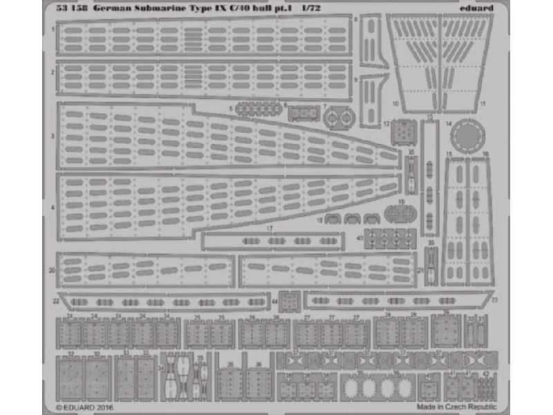 German Submarine Type IX C/40 hull pt.  1 1/72 - Revell - zdjęcie 1