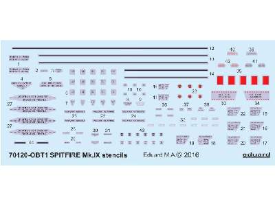 Spitfire Mk. IX stencils 1/72 - Eduard - zdjęcie 1