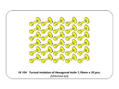 Toczone mosiężne imitacje śrub - 1,19mm x 30szt. - zdjęcie 4