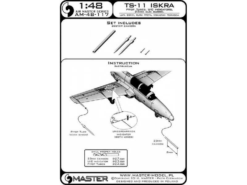 TS-11 Iskra - Rurki Pitota, lufa działka 23mm i wskaźniki podwoz - zdjęcie 1 TS-11 Iskra - Rurki Pitota, lufa działka 23mm i wskaźniki podwoz - zdjęcie 1