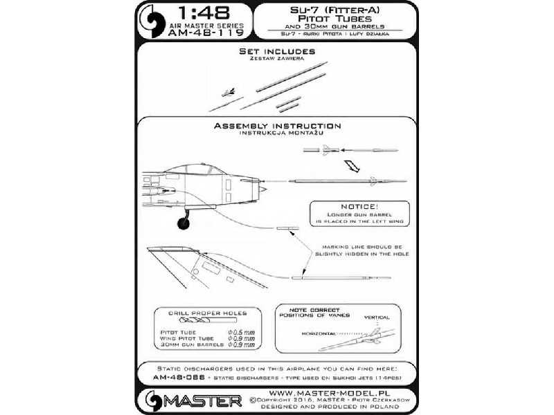 Su-7 (Fitter-A) - Rurki Pitota i lufy działka 30mm - zdjęcie 1 Su-7 (Fitter-A) - Rurki Pitota i lufy działka 30mm - zdjęcie 1