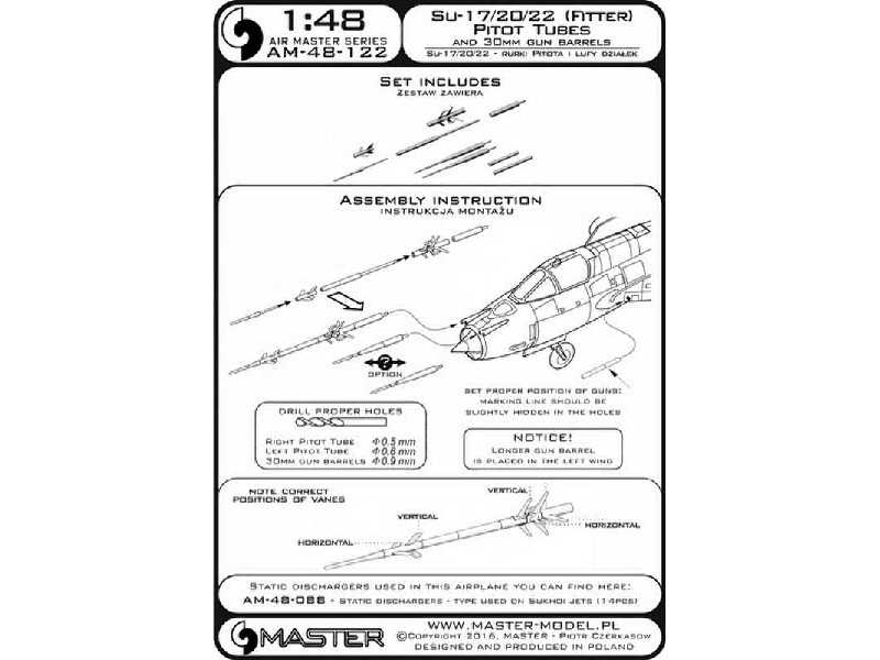 Su-17, Su-20, Su-22 (Fitter) - Rurki Pitota i lufy działek 30mm - zdjęcie 1