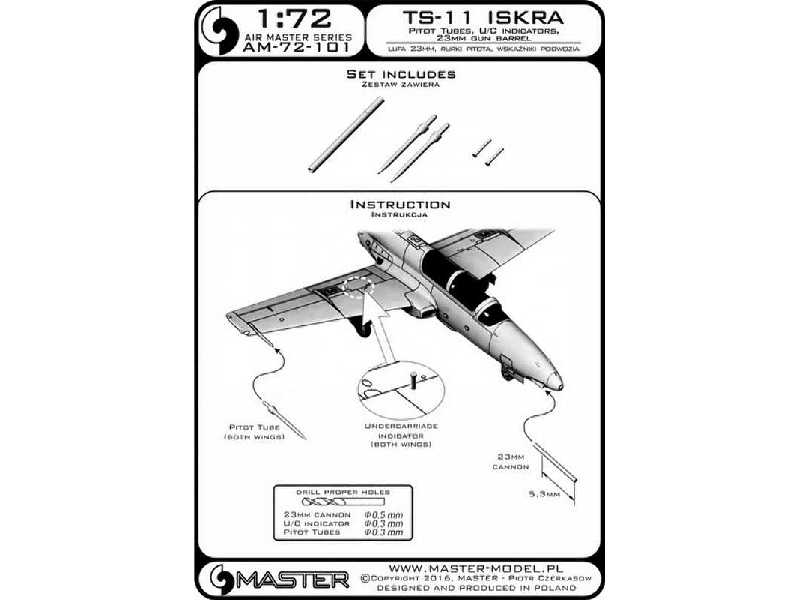 TS-11 Iskra - Rurki Pitota, lufa działka 23mm i wskaźniki podwoz - zdjęcie 1 TS-11 Iskra - Rurki Pitota, lufa działka 23mm i wskaźniki podwoz - zdjęcie 1