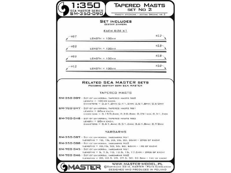 Zestaw uniwersalnych masztów stożkowych Nr 2 (długość = 100mm, ś - zdjęcie 1