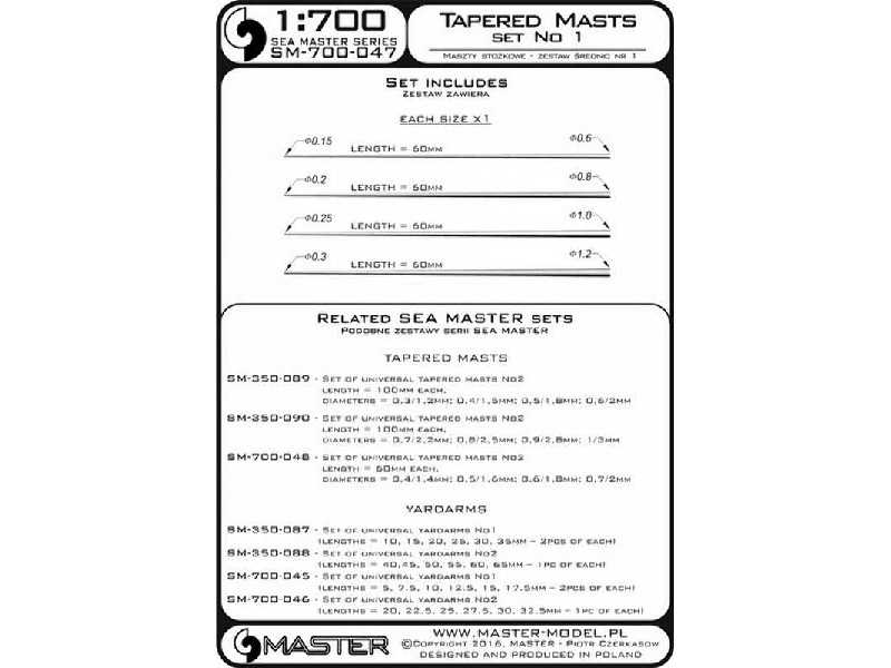 Zestaw uniwersalnych masztów stożkowych Nr 1 (długość = 60mm, śr - zdjęcie 1 Zestaw uniwersalnych masztów stożkowych Nr 1 (długość = 60mm, śr - zdjęcie 1