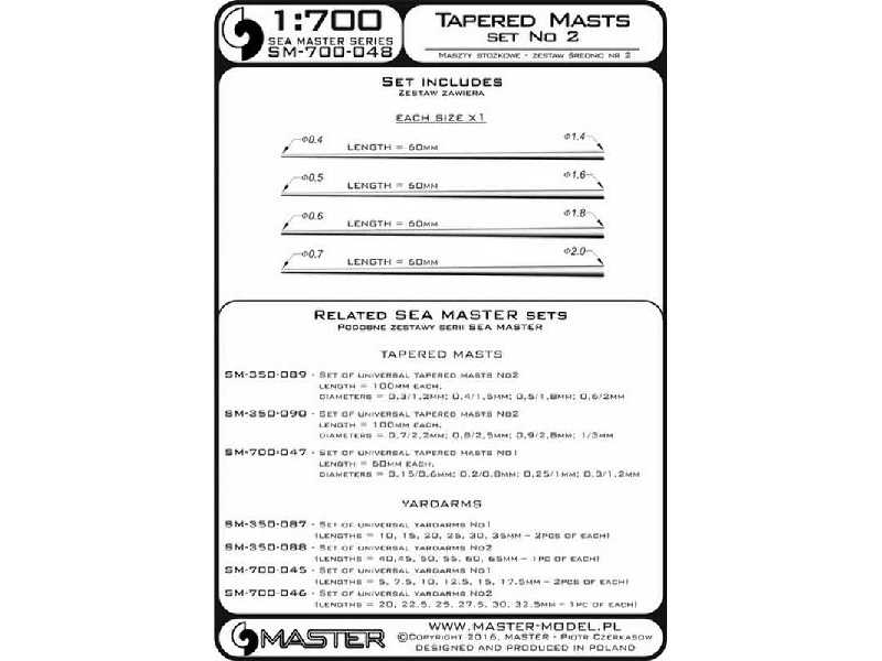 Zestaw uniwersalnych masztów stożkowych Nr 2 (długość = 60mm, śr - zdjęcie 1 Zestaw uniwersalnych masztów stożkowych Nr 2 (długość = 60mm, śr - zdjęcie 1