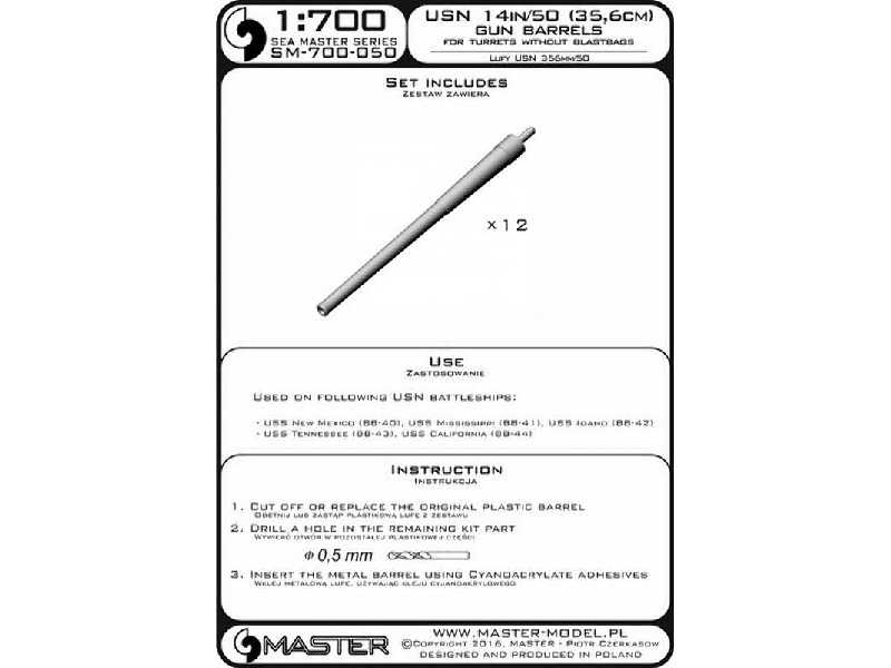 Lufy amerykańskich dział 14in/50 (35,6 cm) - dla wież bez osłon - zdjęcie 1 Lufy amerykańskich dział 14in/50 (35,6 cm) - dla wież bez osłon - zdjęcie 1