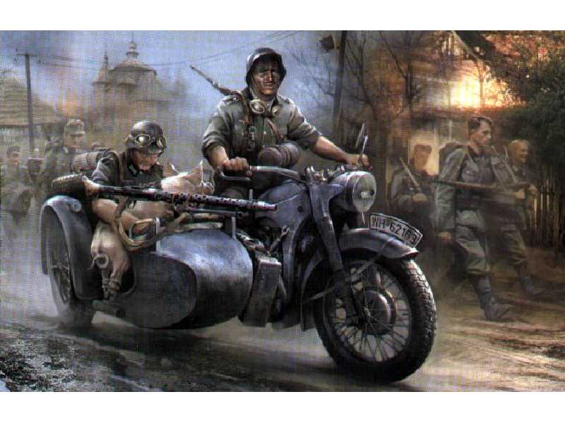 Niemiecki motocykl BMW R-12 z załogą - zdjęcie 1 Niemiecki motocykl BMW R-12 z załogą - zdjęcie 1