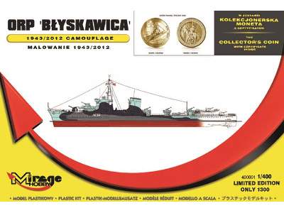 ORP 'BŁYSKAWICA' 1943/2012 camouflage [with the Collector's Coin - zdjęcie 1